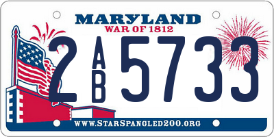 MD license plate 2AB5733