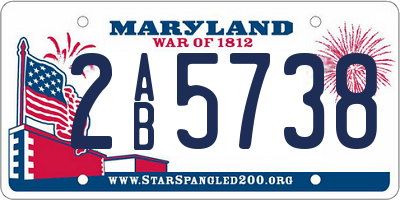 MD license plate 2AB5738