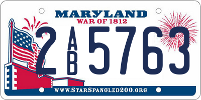 MD license plate 2AB5763