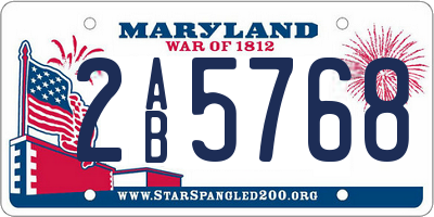 MD license plate 2AB5768