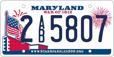 MD license plate 2AB5807
