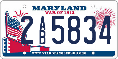 MD license plate 2AB5834