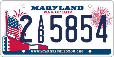 MD license plate 2AB5854