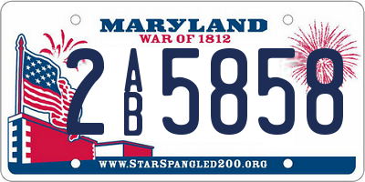 MD license plate 2AB5858