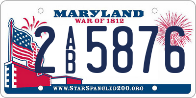MD license plate 2AB5876