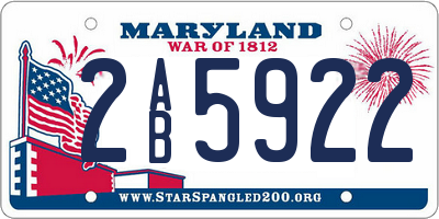 MD license plate 2AB5922