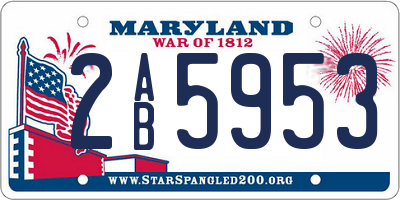MD license plate 2AB5953
