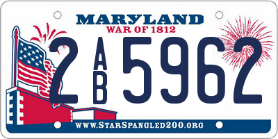 MD license plate 2AB5962