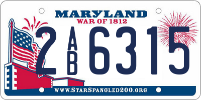 MD license plate 2AB6315