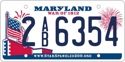 MD license plate 2AB6354