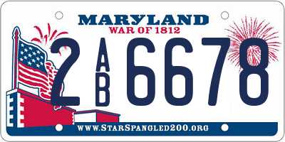 MD license plate 2AB6678