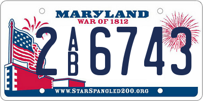 MD license plate 2AB6743