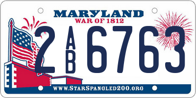 MD license plate 2AB6763