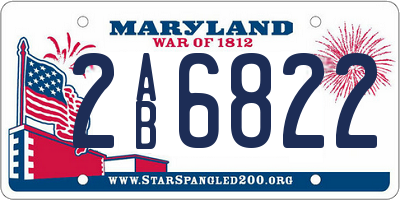 MD license plate 2AB6822