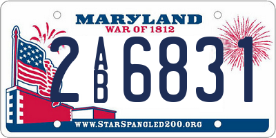 MD license plate 2AB6831