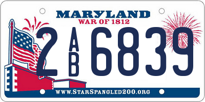 MD license plate 2AB6839
