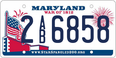 MD license plate 2AB6858