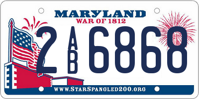 MD license plate 2AB6868