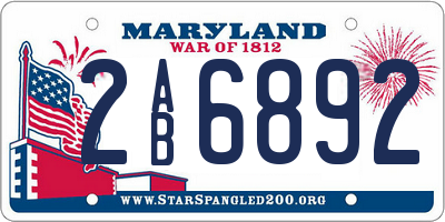 MD license plate 2AB6892