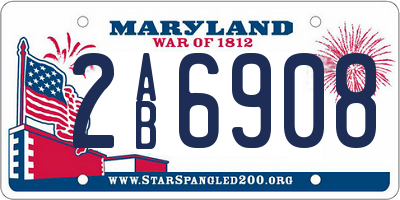 MD license plate 2AB6908