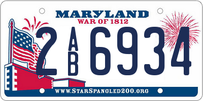 MD license plate 2AB6934