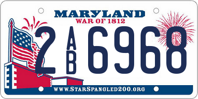 MD license plate 2AB6968