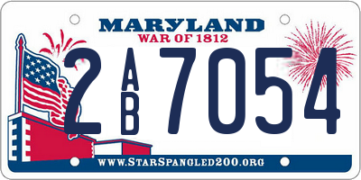 MD license plate 2AB7054