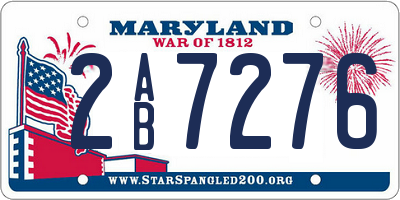MD license plate 2AB7276