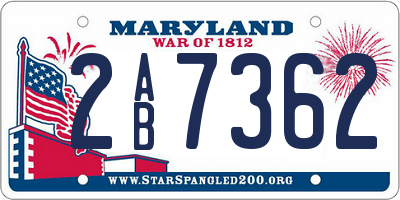 MD license plate 2AB7362