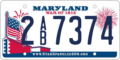 MD license plate 2AB7374