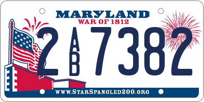 MD license plate 2AB7382