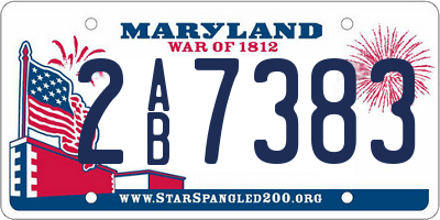 MD license plate 2AB7383