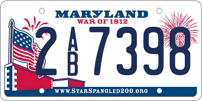MD license plate 2AB7398