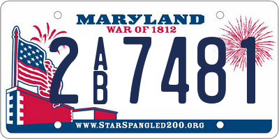 MD license plate 2AB7481