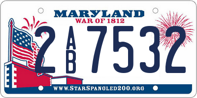 MD license plate 2AB7532