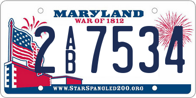 MD license plate 2AB7534