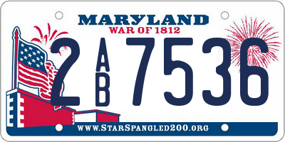 MD license plate 2AB7536