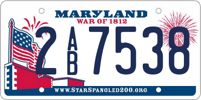 MD license plate 2AB7538