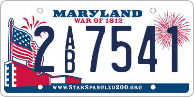 MD license plate 2AB7541