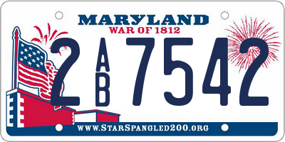 MD license plate 2AB7542