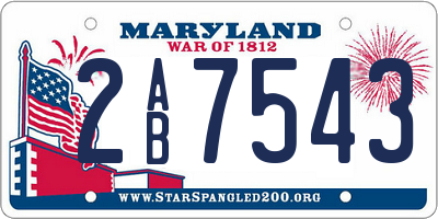 MD license plate 2AB7543