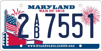 MD license plate 2AB7551