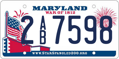 MD license plate 2AB7598