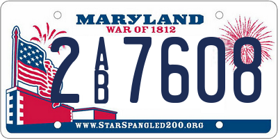 MD license plate 2AB7608