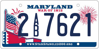MD license plate 2AB7621