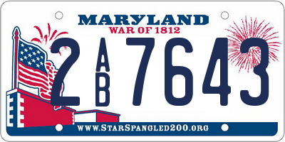 MD license plate 2AB7643