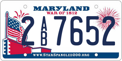 MD license plate 2AB7652