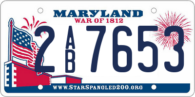 MD license plate 2AB7653