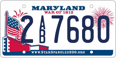 MD license plate 2AB7680