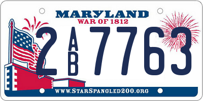 MD license plate 2AB7763